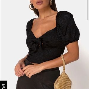 MOTEL ROCKS ROMANZA TOP SATIN CHEETAH SIZE MED